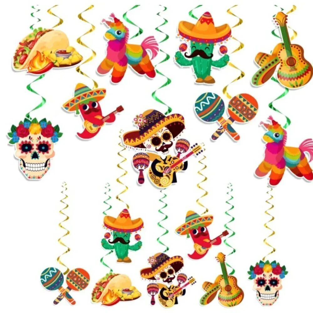 TACO “BOUT A BABY SHOWER INVITATIONS AND MEXICAN FIESTA HANGING SWIRL DEOCRATION